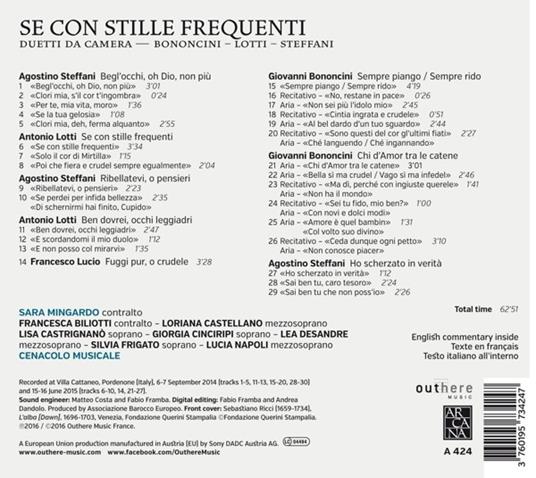Se con stille frequenti - CD Audio di Antonio Lotti,Agostino Steffani,Francesco Lucio - 2