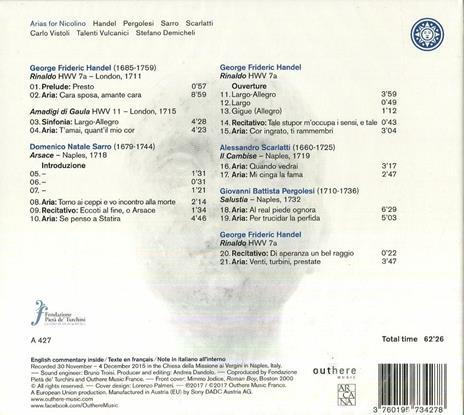 Arie per Nicolino - CD Audio di Carlo Vistoli - 2