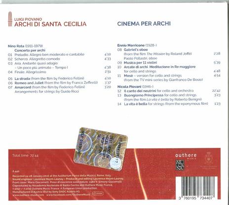 Cinema per archi - CD Audio di Luigi Piovano,Archi dell'Accademia di Santa Cecilia - 2
