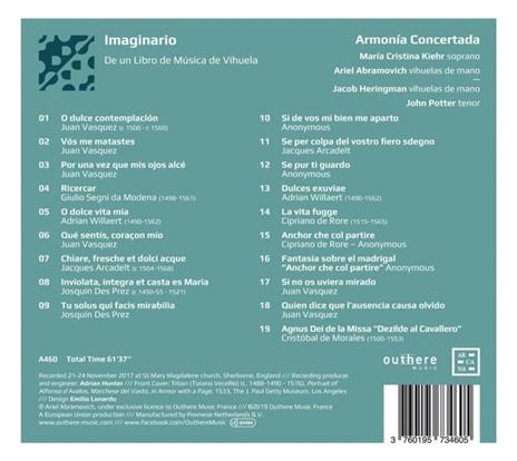 Imaginario. De un libro de musica de vihuela - CD Audio di Maria Cristina Kiehr - 2