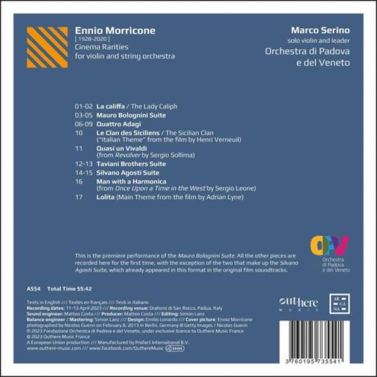 Cinema Rarities for Violin and String Orchestra - CD Audio di Ennio Morricone,Orchestra di Padova e del Veneto,Marco Serino - 2