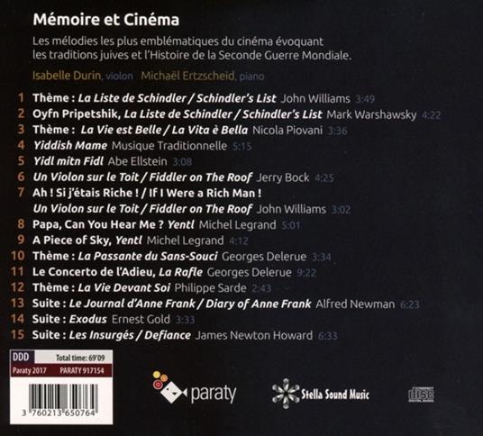 Memoire Et Cinema - CD Audio di Isabelle Durin - 2