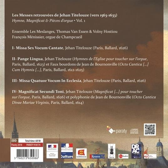 Les Messes Retrouvees De Jehan Titelouze. Hymnes Vol.1 - CD Audio di Jehan Titelouze,Ensemble Les Meslanges - 2