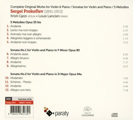 Complete Original Works For Violin And Piano - CD Audio di Sergei Prokofiev - 2