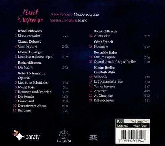 Nuit Exquise - CD Audio di Alice Ferrière - 2