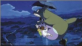 Quadro Legno Studio Ghibli. Totoro Con Ombrello