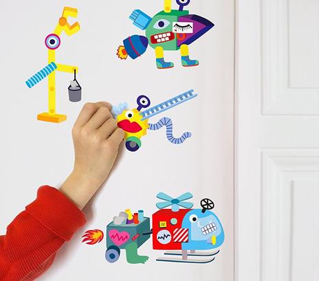 Moroni Gomma Decorazioni Parete Stickers Robot Accessori Casa Decoro Bambini - 4