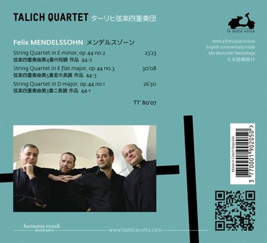 Quartetti per archi op.44 - CD Audio di Felix Mendelssohn-Bartholdy,Talich Quartet - 2