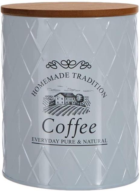 Barattolo per Caffe in Metallo con Coperchio in Legno 11x11x13,5cm