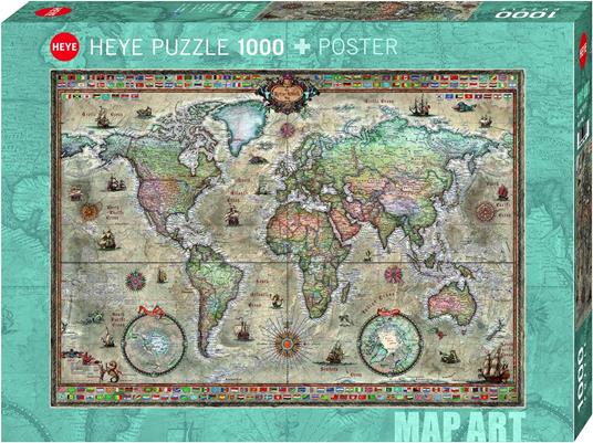 Puzzle 1000 pz - Retro World, Map Art