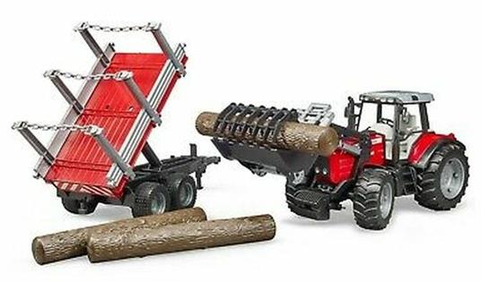 Trattore Massey Ferguson 7480 con rimorchio trasporto tronchi - 3