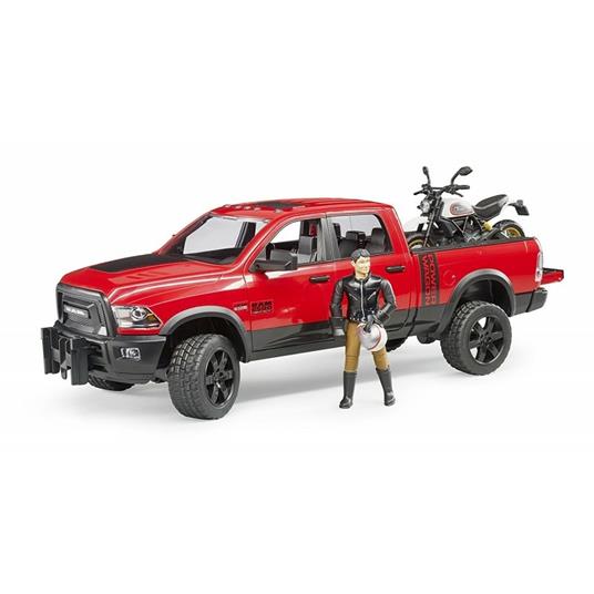 Bruder 02502 Ram 2500 Power Wagon Con Ducati Scrambler Desert Sled