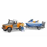 Bruder 02599 Land Rover Defender Pick Up Con Rimorchio E Moto D'Acqua