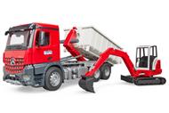 MB Arocs camion container ribaltabile con scavatore Schaeff