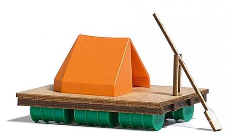 Zattera con Tenda H0 Scale 1:87 Diorama Model RIPB 1564
