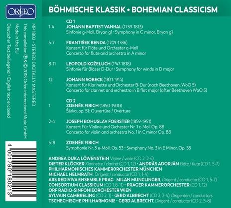 Bohemian Classicism: Vanhal, Benda, Sobeck, Fibich, Foerster - CD Audio - 2