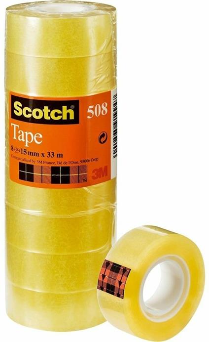 3M Post-it. Nastro Adesivo Scotch Trasparente Acrilico 15mmx33m