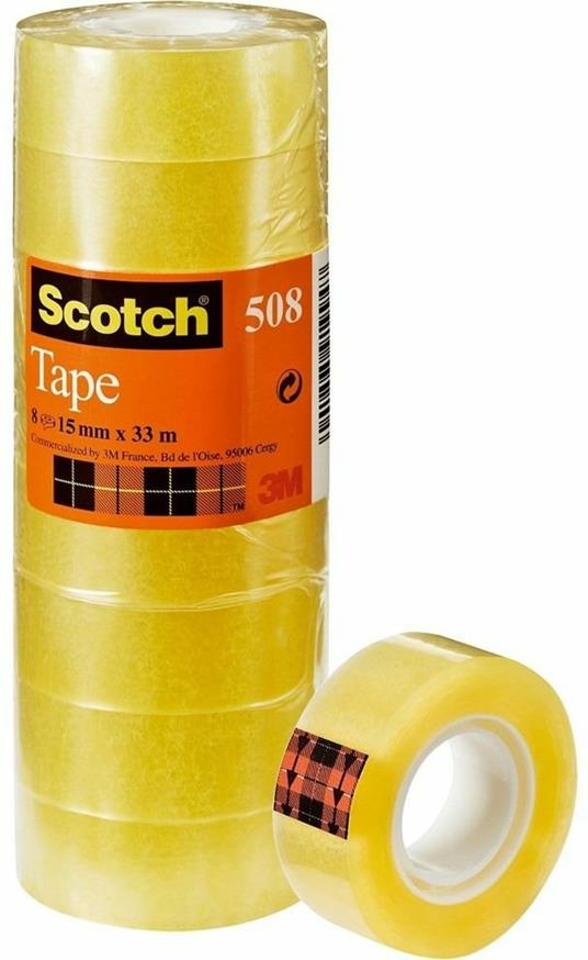 3M Post-it. Nastro Adesivo Scotch Trasparente Acrilico 15mmx33m