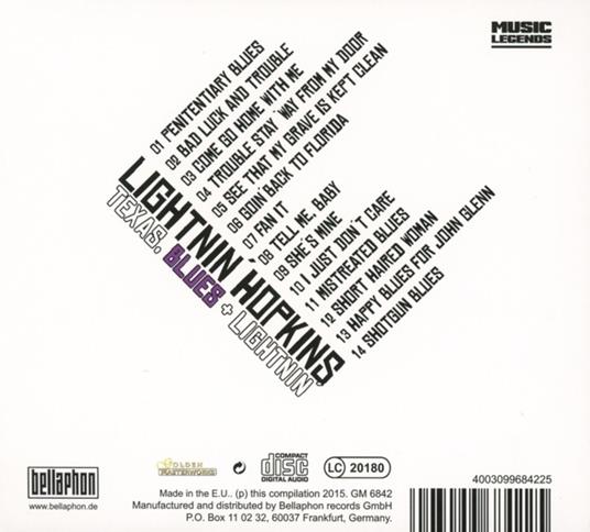 Texas, Blues + Lightnin' - CD Audio di Lightnin' Hopkins - 2