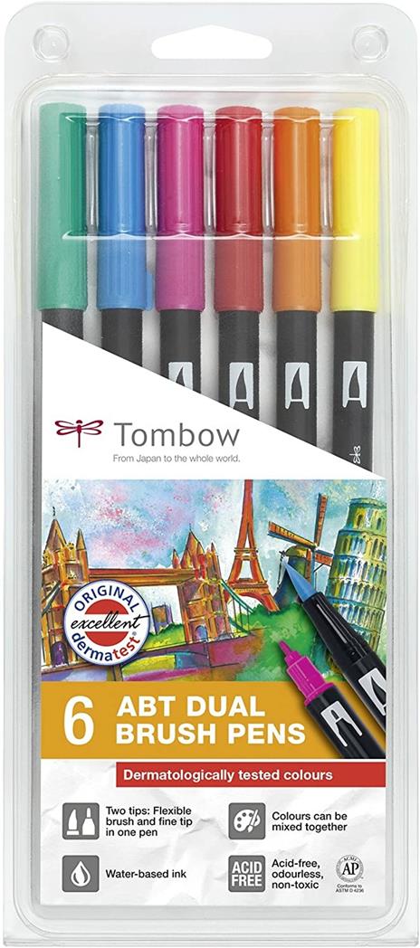 Pennarelli Tombow Dual Brush colori per la pelle. Set 6 colori (5 + 1 omaggio) - 6