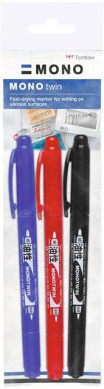 Marcatore MONO TWIN doppia punta assortiti. Confezione da 3