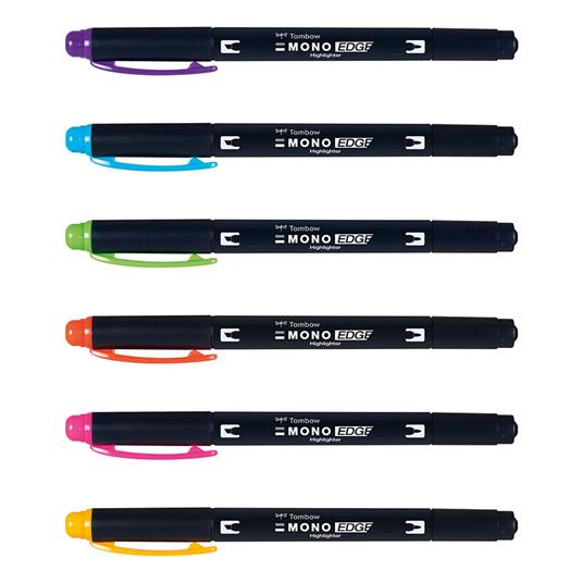 Evidenziatori marker Tombow Mono Edge. Astuccio 6 colori assortiti - 2