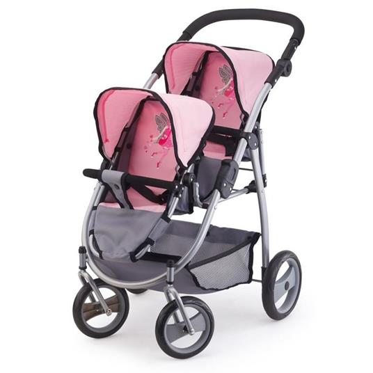 Bayer Passeggino per Bambole Twins Grigio e Rosa 26508AA