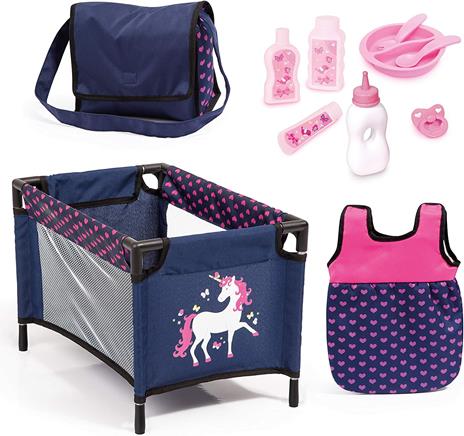 Bayer Design- Set di Accessori per Bambole, Colore Blu, Rosa, Unicorno, 61754AC