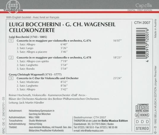 Concerto per Violoncello - CD Audio di Luigi Boccherini,Georg Christoph Wagenseil - 2