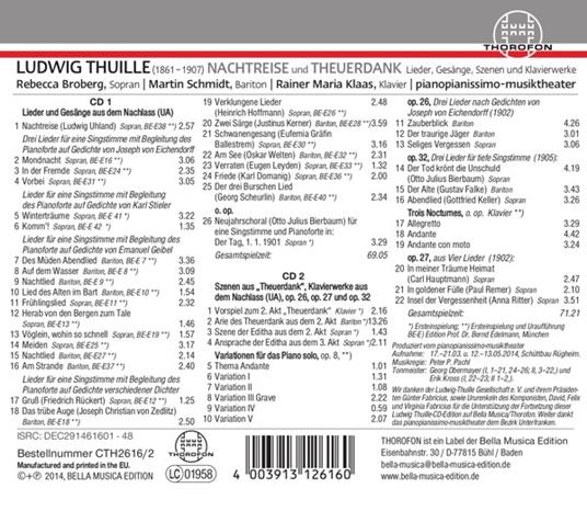 Nachtreise Und Theuerdank - CD Audio di Ludwig Thuille - 2