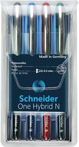 Cartoleria Penna roller Schneider ONE Hybrid Punta ad ago 0,5mm. Astuccio 4 colori Schneider