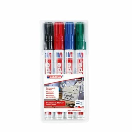 Edding 3300 marcatore permanente Nero, Blu, Verde, Rosso Punta smussata 4 pezzo(i) - 3