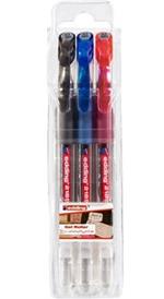 Edding 2185 Penna in gel con cappuccio Fine Nero, Blu, Rosso 3 pz