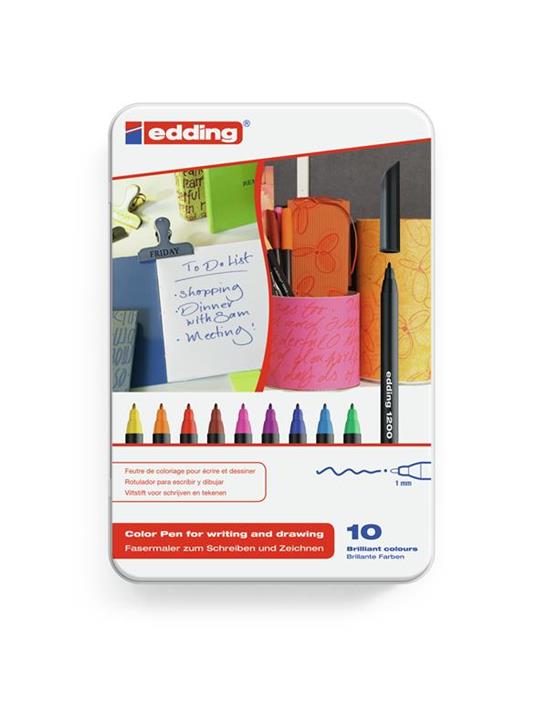 Edding 1200 colourpen marcatore Fine Nero, Blu, Marrone, Verde, Arancione, Rosa, Porpora, Rosso, Giallo 10 pezzo(i) - 2