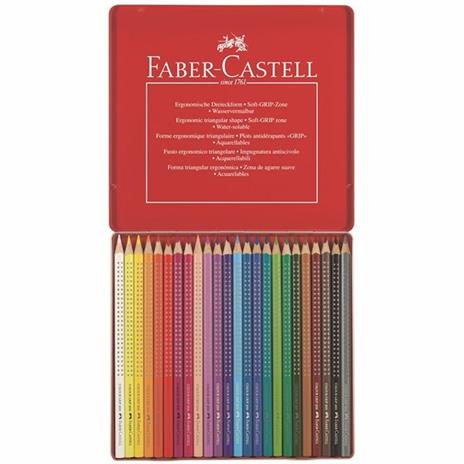 Matite colorate acquerellabili Faber-Castell Colour Grip. Astuccio metallo 24 colori - 2