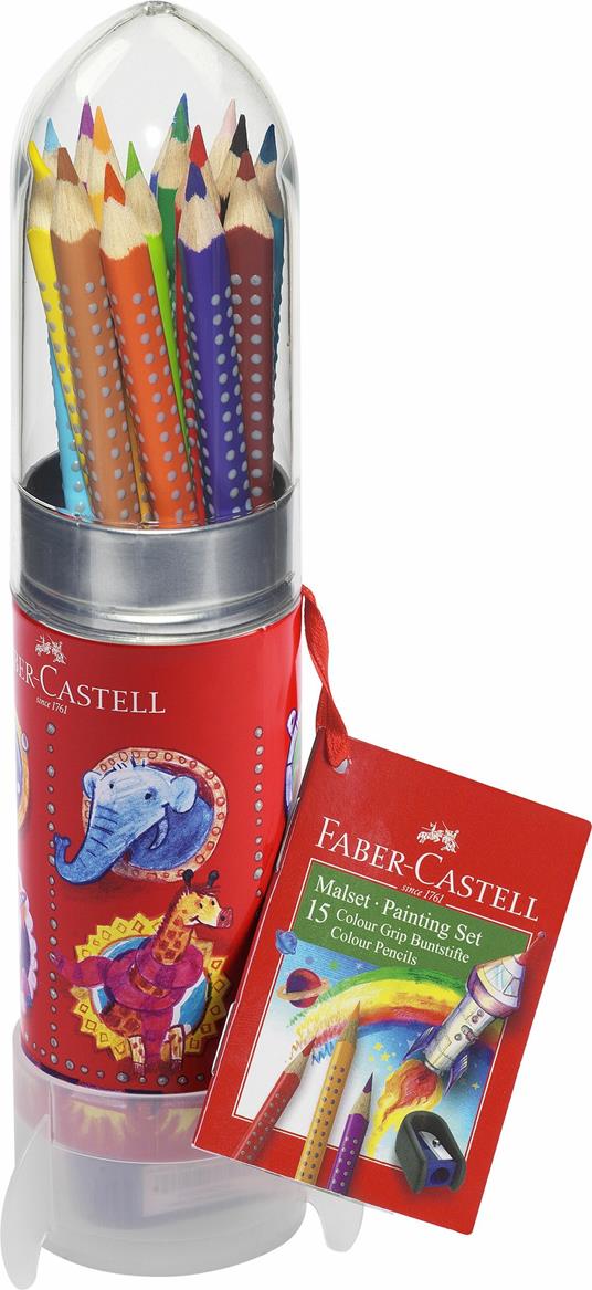 Matite colorate acquerellabili Faber-Castell Colour Grip. Astuccio Metal  Rocket 15 colori + temperino - Faber-Castell - Cartoleria e scuola