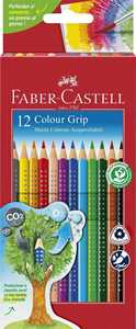 Cartoleria Astuccio cartone da 12 matite colorate acquerellabiliColour Grip - packaging interamente in Italiano Faber-Castell