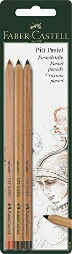 Matite per artisti Faber-Castell Pitt. Confezione 3 matite - sanguigne, seppia chiaro e scuro
