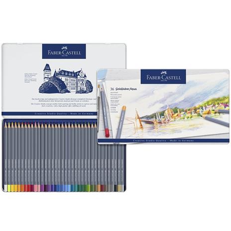 Matite colorate acquerellabili Faber-Castell Goldfaber Aqua. Astuccio in metallo 36 colori - 3