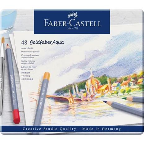 Matite colorate acquerellabili Faber-Castell Goldfaber Aqua. Astuccio in metallo 48 colori - 2
