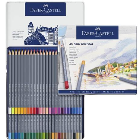 Matite colorate acquerellabili Faber-Castell Goldfaber Aqua. Astuccio in metallo 48 colori - 3