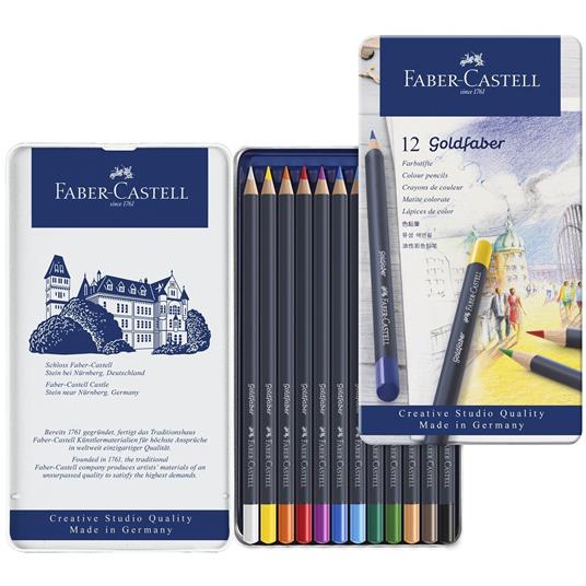 Matite colorate Faber-Castell Goldfaber. Astuccio in metallo 12 colori -  Faber-Castell - Cartoleria e scuola