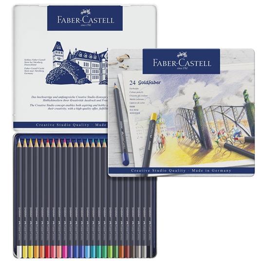 Matite colorate Faber-Castell Goldfaber. Astuccio in metallo 24 colori - 3