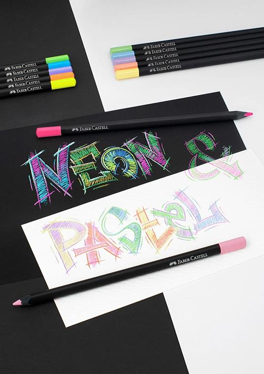 Astuccio cartone da 12 matite colorate Neon/Pastel triangolari Black Edition  - Faber-Castell - Cartoleria e scuola