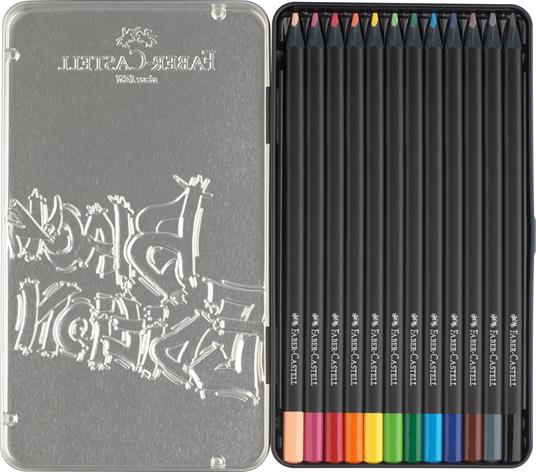 Astuccio metallo da 12 matite colorate triangolari Black Edition - 2