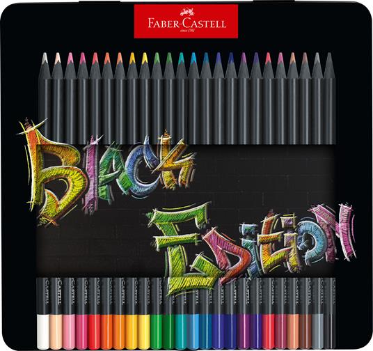 Astuccio metallo da 24 matite colorate triangolari Black Edition - 3
