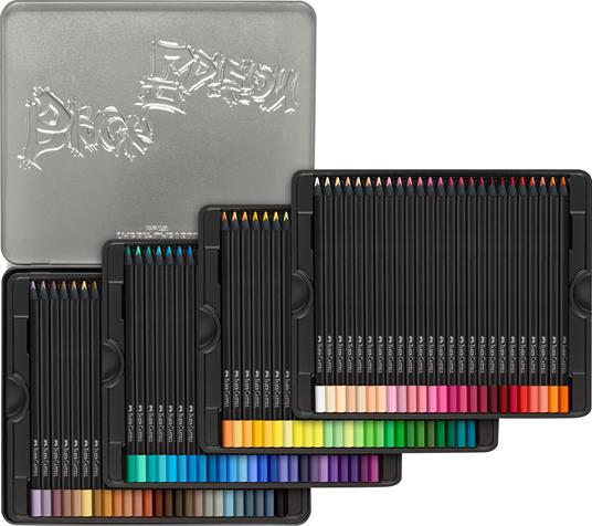 Confezione in metallo con 100 matite colorate Black Edition - 2