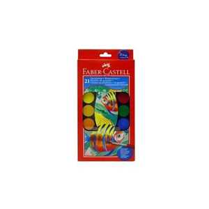 Cartoleria Confezione Acquerelli con 21 godets di colori assortite + pennello, pastiglie Ø 30 mm Faber-Castell