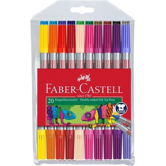Pennarelli Faber-Castell Doppia Punta. Astuccio plastica 20 colori - Faber- Castell - Cartoleria e scuola