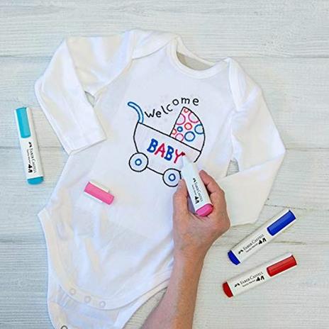 Blister con 5 marker Textile per tessuto - baby party:blu/azzurro/rosso/rosa/nero - 4